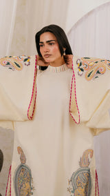 Ivory Sultanah festive formal outfit by Rubina Irfan, Eid-e-Nazakat collection, back view