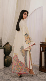 Ivory Sultanah festive formal outfit by Rubina Irfan, Eid-e-Nazakat collection, side view