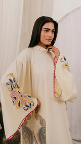 Ivory Sultanah festive formal outfit styled with matching dupatta, Rubina Irfan Eid-e-Nazakat collection