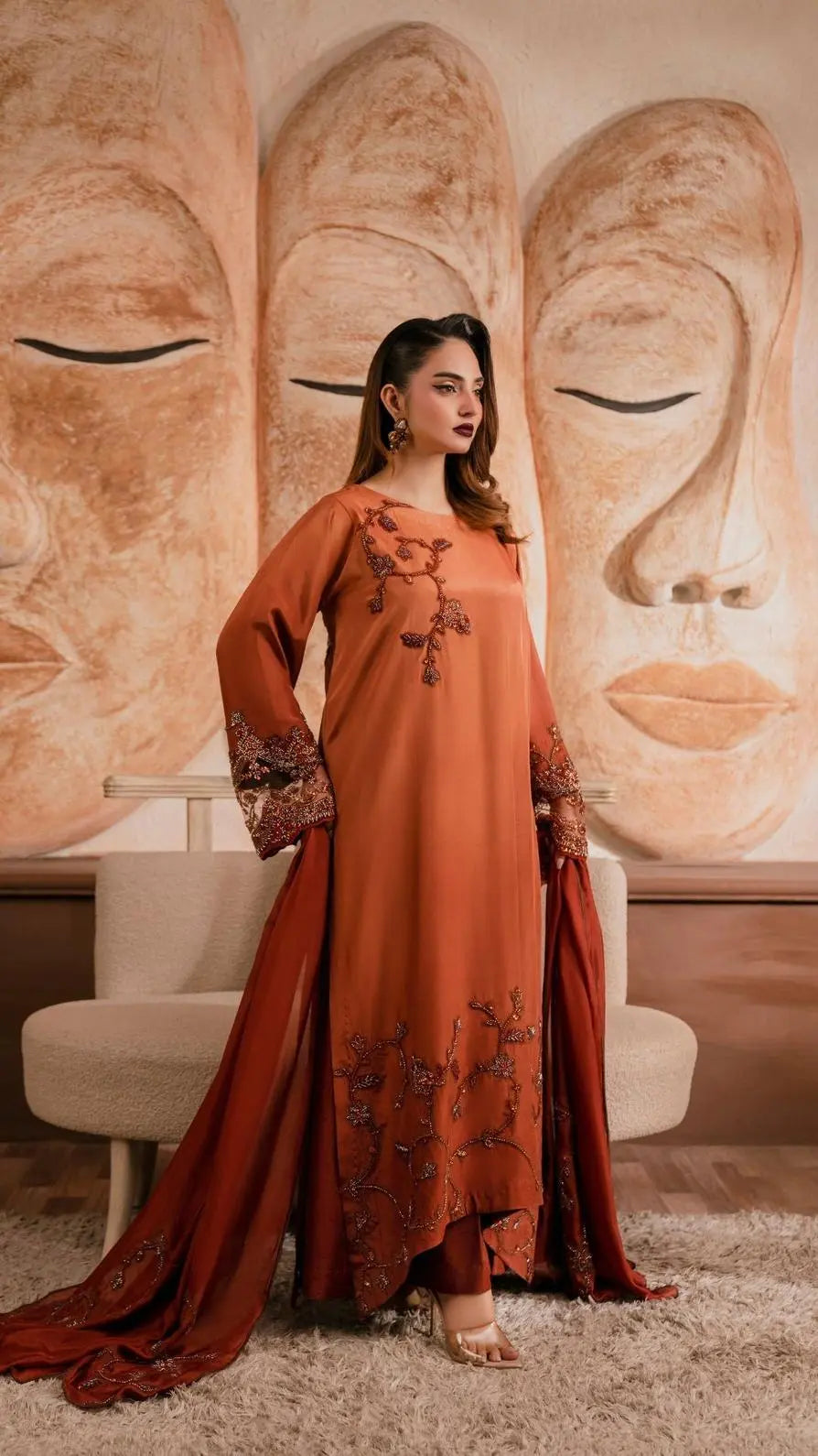 Sienna Aura formal outfit by Rubina Irfan, Divine Light collection, front view