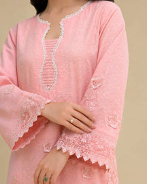 Inaya - coral pink embroidered 2 piece lawn suit