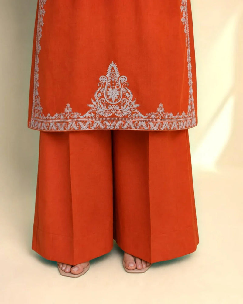 Mehr - orange embroidered 3 piece lawn suit